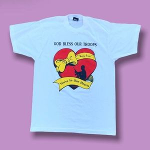 Vintage 90s 1991 God Bless Our Troops T-Shirt Mens L